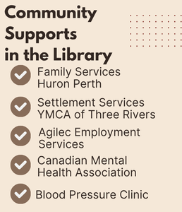 A list of the community supports that visit the library