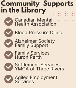 a list of the community supports that visit the library