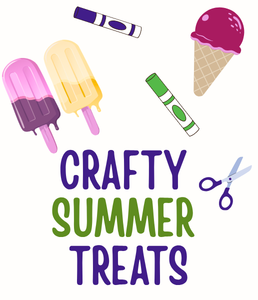 illustrations of ice cream cone, popsicles, markers and scissors