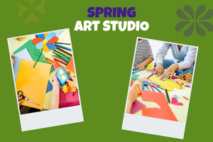 2 photographs of craft supplies on a green background