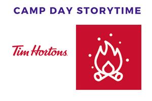 line drawing of a camp fire with the Tim Hortons logo