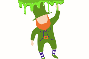 illustration of a leprechaun hanging from slime