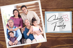 photograph of a multigenerational family lying on a table