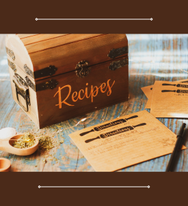 photograph of a recipe box and recipe cards