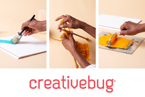 Thumbnails of 3 different crafts and the word Creativebug