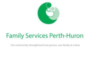logo of Family Services Perth-Huron -stylized swirls representing a family