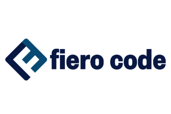 the words fiero code in blue font on white background