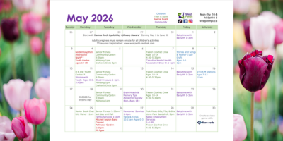 image of a page of a calendar on top of an image of tulips