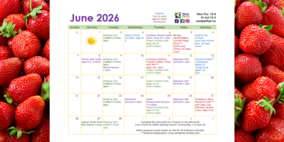 image of a page of a calendar of top of an image of strawberries