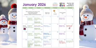 thumbnail of a calendar page with photos of snowmen on each side