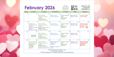 image of a calendar page on a background of hearts