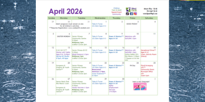 screenshot of a page of a calendar on the background of a photo of raindrops on a puddle