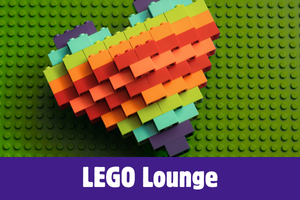 photograph of a multi-dimensional multi-colour heart made out of LEGO