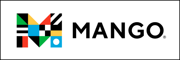 The letter M created with different geometric designs and the word Mango