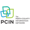 3 overlapping stylized squares in blue, teal and green with the words The Perth County Information Network