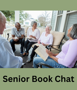 group of people sitting ouside on a porch holding books
