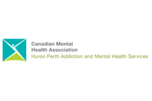 logo of Canadian Mental Health Association - stylized stick figure in aqua blue triangles