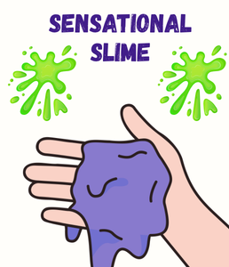 illustrations of a hand holding slime and goopy splotches