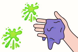 illustrations of a hand with slime and goopy splatters