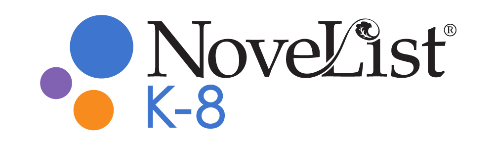 the word Novelist K to 8 with 3 coloured circles of varying sizes on a white background