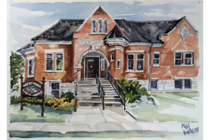 watercolour picture of the West Perth Public Library